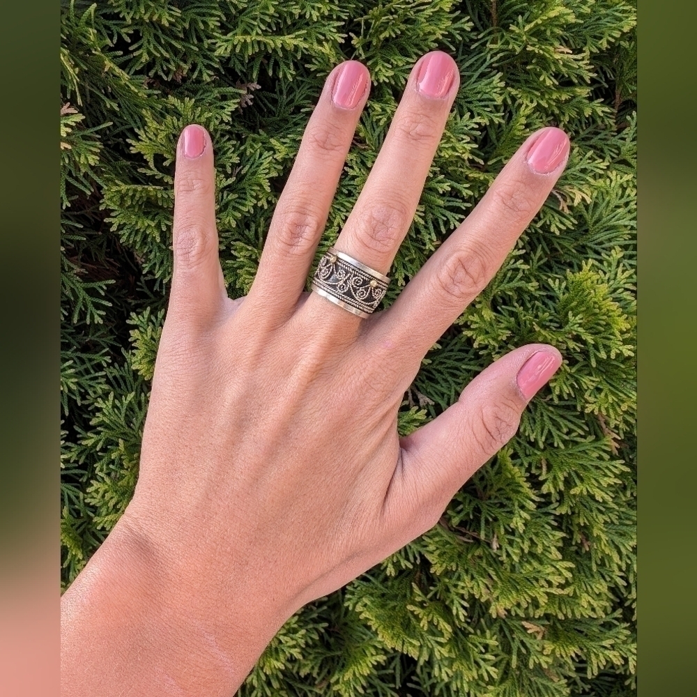 Moroccan Women's Cooperative Handmade Berber Silver Adjustable 10.5 Ring Unisex